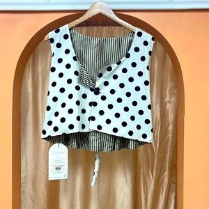 Krista Larson Reversible Crop Vest Black/Cream O/S